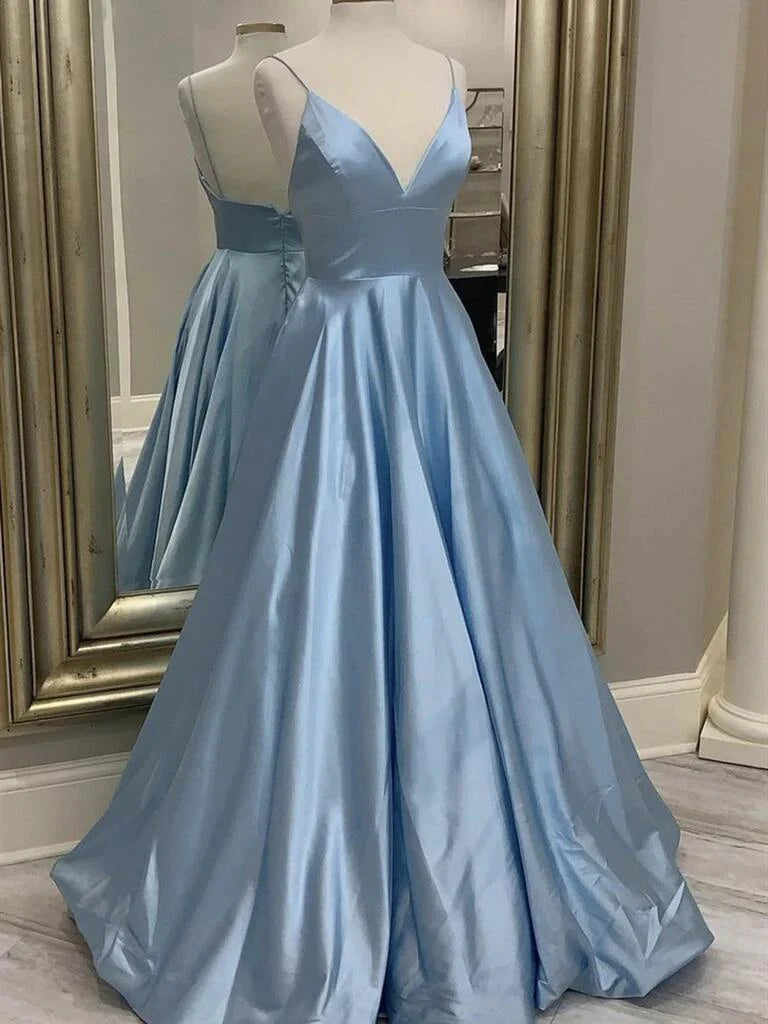 Elegant V-Neck Backless Satin Long Dress