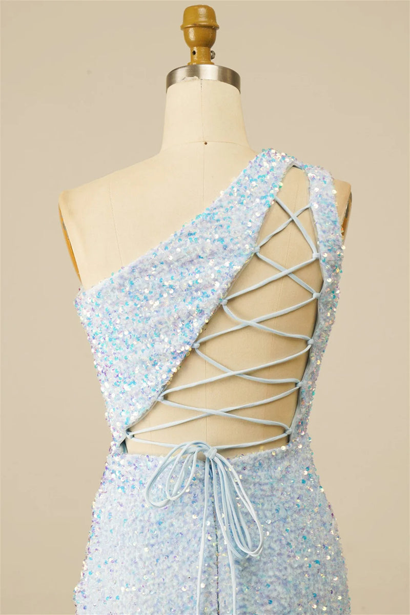 One-Shoulder Sequins Homecoming Dress main image 1