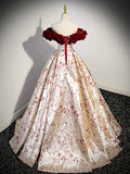 A-Line Off Shoulder Satin/Velvet Long Prom Dress
