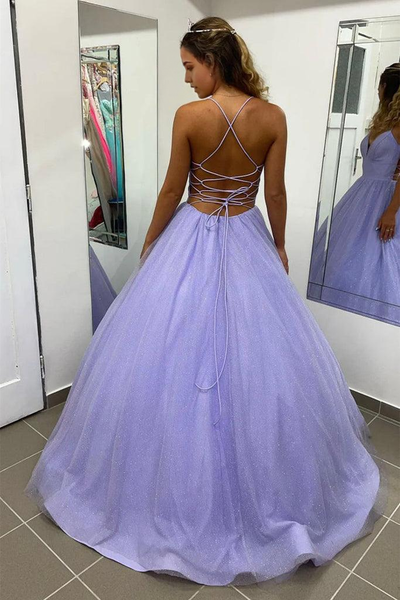 Formal Wear Dresses/Glitter Hi-Low Lavender Tiered Tulle Prom Dress/Prom Dresses Stores