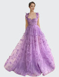 Long Tulle Prom Dress with 3D Butterflies Sexy Slit Ball Gown Evening Dresses Party Wedding Formal 2024