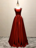 A-Line Satin Long Prom Dress