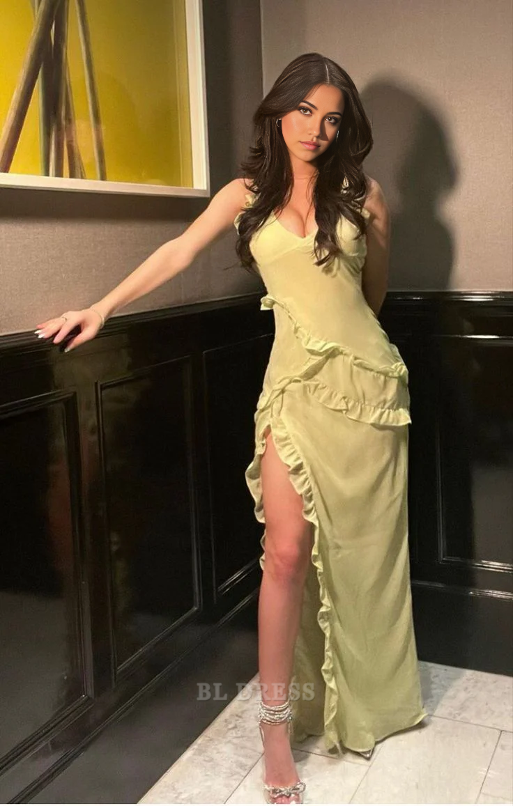 Chic V-Neck Evening Party Gowns New Arrival Mermaid Yellow Formal Dresses