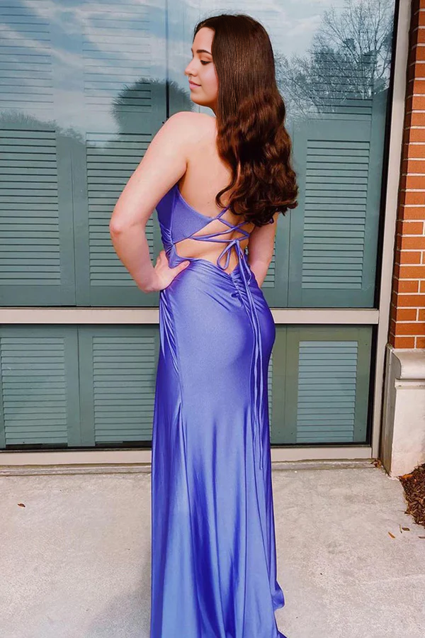 Burgundy Strapless Bodice Corset Prom Dress With Leg Split and Pleats MOS10 main image 0