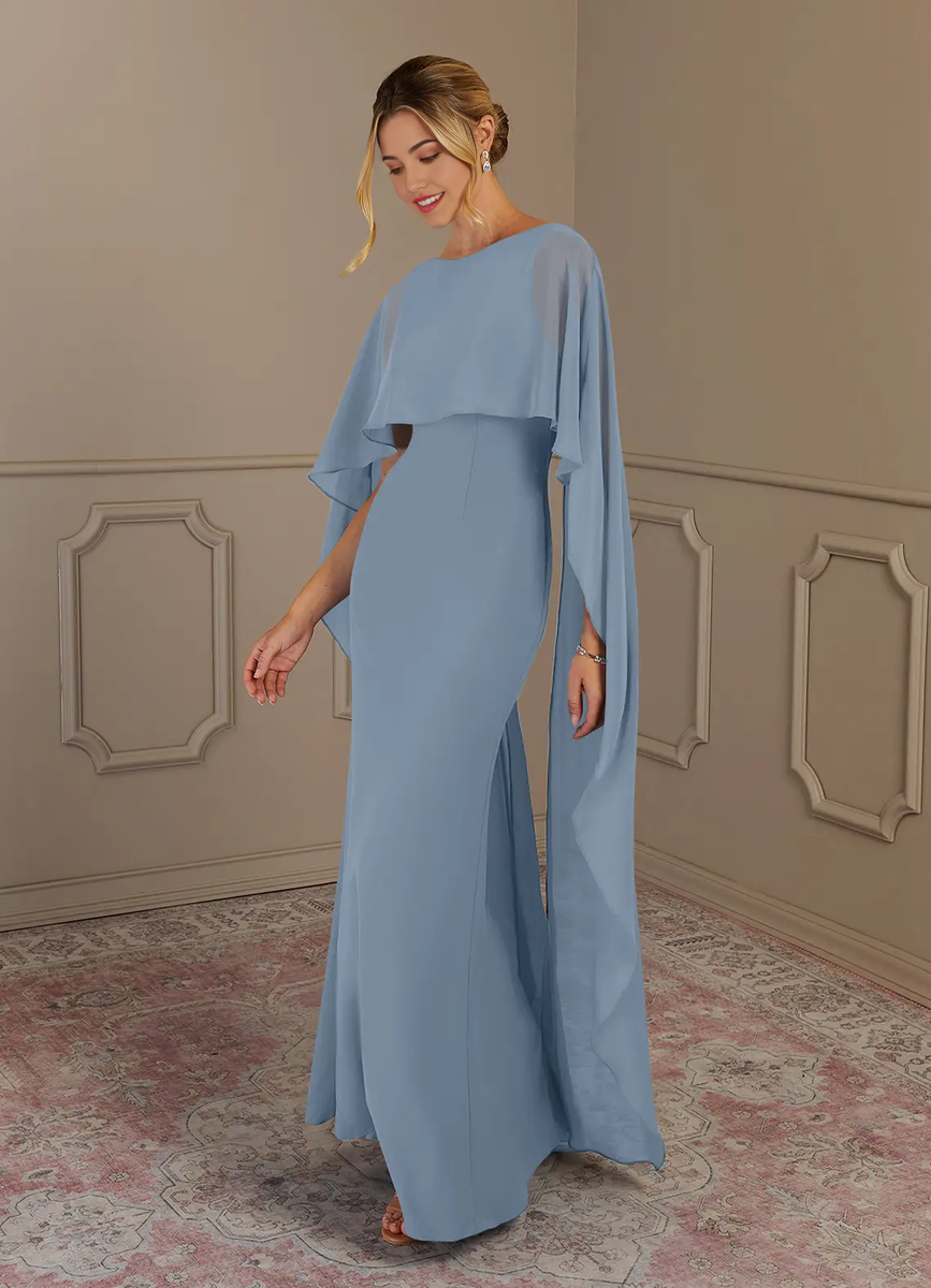 Sheath Scoop Dusty Blue formal dresses evening gown Mother of the Brid