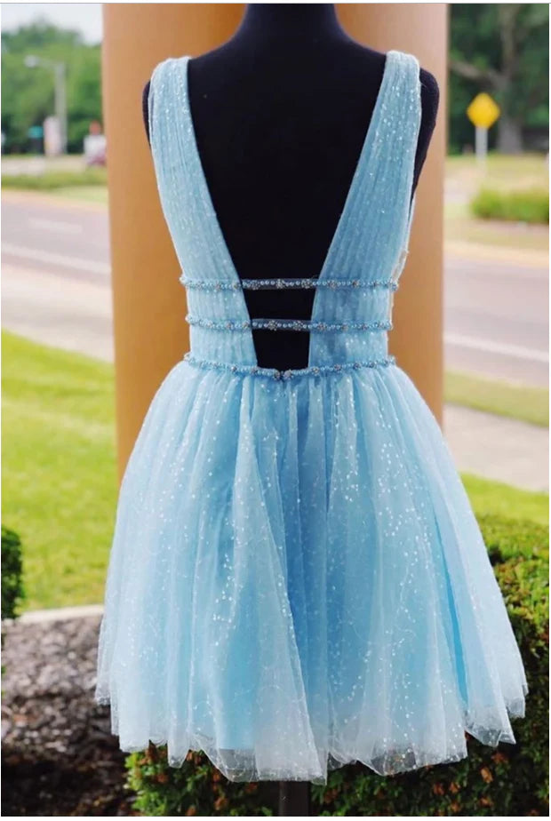 A-line V-neckline Red Homecoming Dress, Simple Short Prom Dress GM469