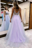 A-Line Tulle Prom Dress with Flowers