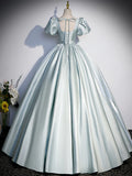 A-Line Satin Long Prom Dress