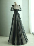 A-Line Tulle Butterfly Long Prom Dress