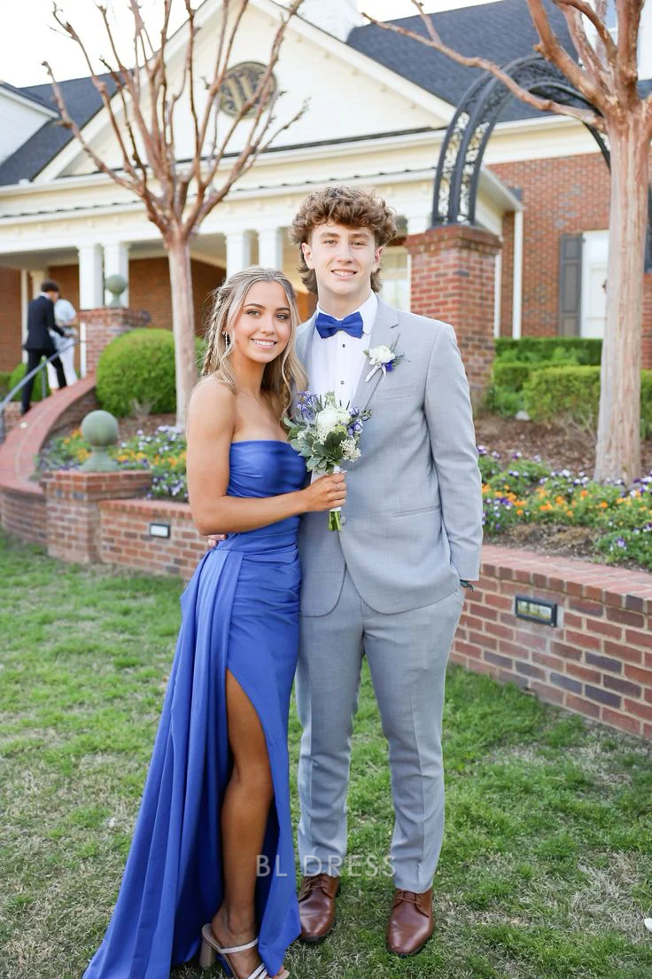 Formal Dress Shops Dusty Blue Elegant Strapless Trumpet/Mermaid Long Formal Dress With Slit main image 1