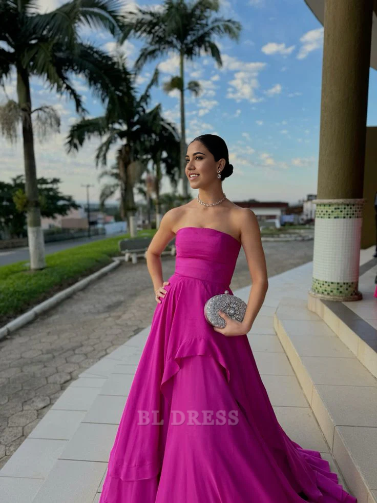 A-Line/Princess Strapless Ruffle Short Semi Formal Dresses with Rhinestones & Bow