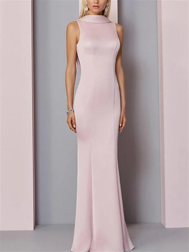Off Shoulder Beaded Floor Length Sheath Sleeveless Formal Evening Dress