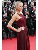 Blake Lively Burgundy Celebrity Prom Dress Cannes Film Festival 2014 Red Carpet