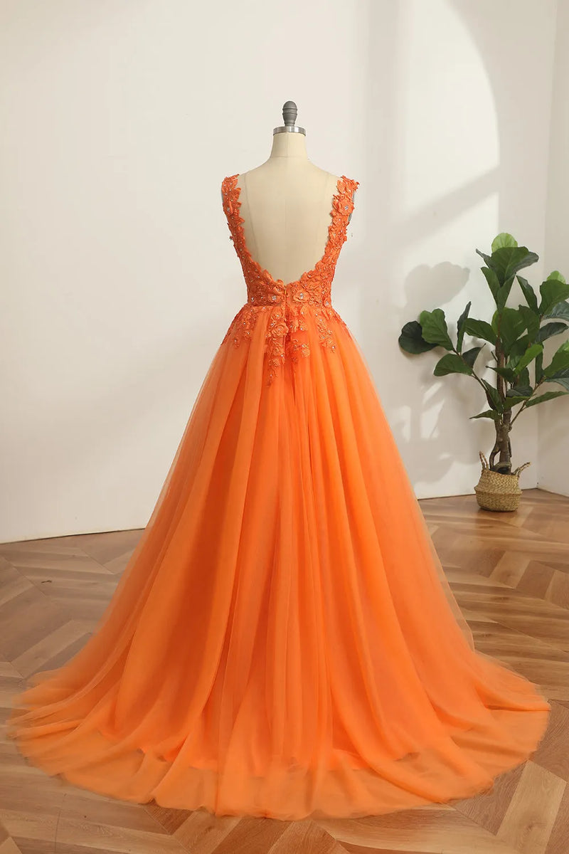 Luxurious A-line V Neck Prom Dress,Princess Dress,Glam Dress Y6245