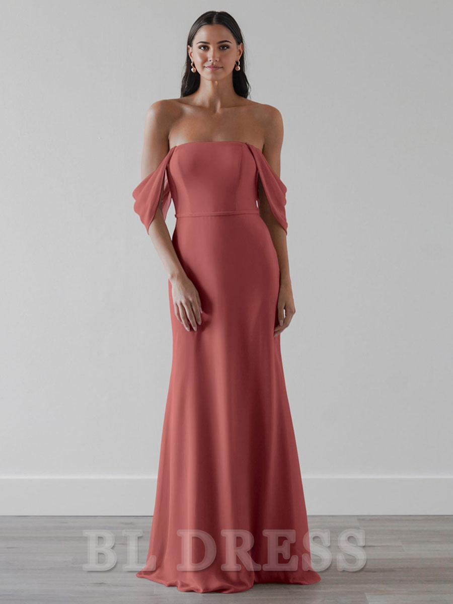 A-Line Floor-Length Backless Chiffon Prom Dress formal dresses evening gown Bridesmaid Dresses main image 1