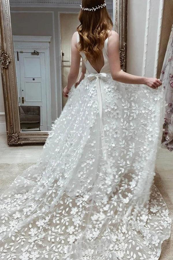 Cute Lace V-neck Popular Blush A-line Knee Length Wedding Gown