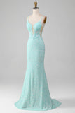 Mermaid Sequins Sparkly Prom Dress with Slit