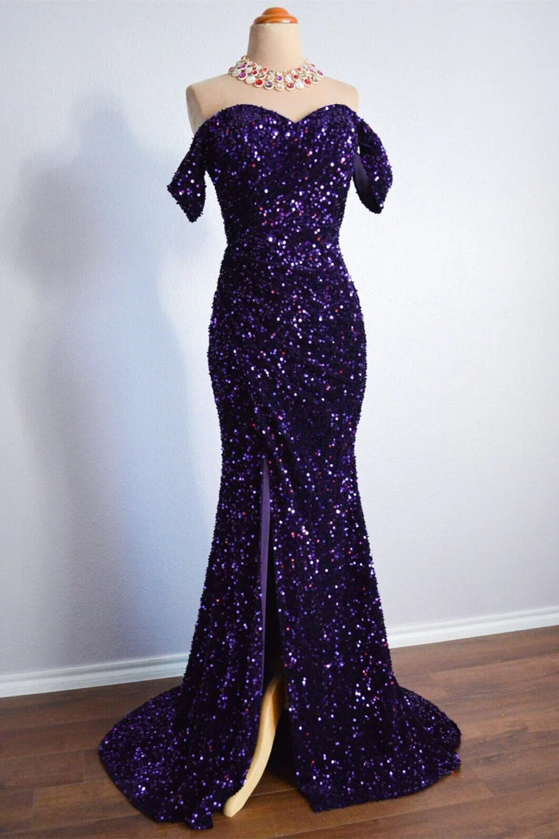 Elara Off Shoulder Slit Mermaid Formal Dress