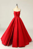 A Line Strapless Prom Party Dress with Split Front