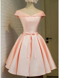 A-Line Homecoming Dresses Elegant Dress Holiday Short / Mini Sleeveless Off Shoulder Satin with Strappy