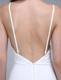 Sheath / Column Bridesmaid Dress Bateau Neck Sleeveless Open Back Ankle Length Chiffon / Jersey with Split Front