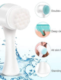 2 in 1Manual Face Brush Double Side Use 3D Stand Portable Facial Cleaning Brush Scrubber Silicone Dual Waterproof Face Wash Brush for Deep Pore Exfoliation Makeup Massaging
