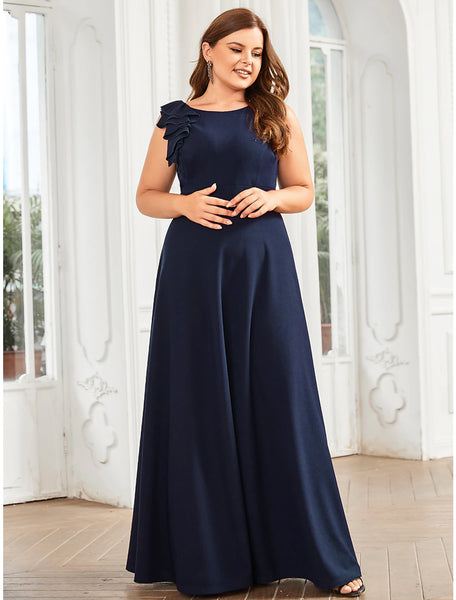 A Line Evening Gown Plus Size Dress Formal Wedding Guest Floor Length Bl Dress 9897