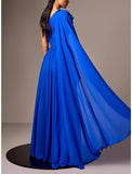 A-Line Evening Gown Elegant Dress Formal Floor Length Sleeveless One Shoulder Chiffon with Pleats Ruched Shouder Flower