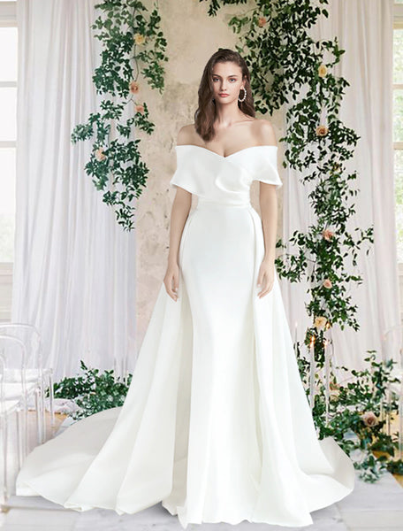 Jacquard Sheath/Column Off Shoulder Floor-Length Mother of the Bride & Groom Dresses with Ruched Bodice main image 1
