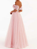 Ball Gown Sheath / Column Homecoming Dresses Floral Dress Quinceanera Floor Length Sleeveless Off Shoulder Tulle with Appliques