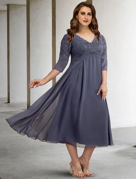 Mother of the bride store plus size tea length dresses