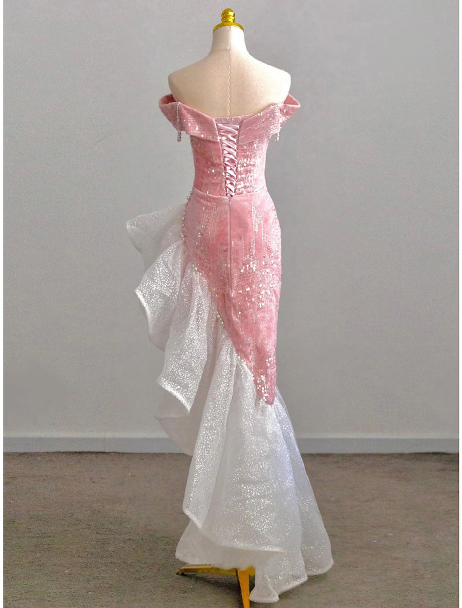 Exquisite Mermaid/Trumpet Sweetheart Sleeveless Pleated Tulle Floor-Length Prom Dress