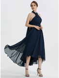 A-Line Cocktail Dresses Elegant Dress Wedding Guest Tea Length Short Sleeve Off Shoulder Convertible Chiffon with Ruched
