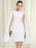 Sheath / Column Cocktail Dresses Minimalist Dress Party Wear Wedding Guest Knee Length Sleeveless Jewel Neck Chiffon with Sleek