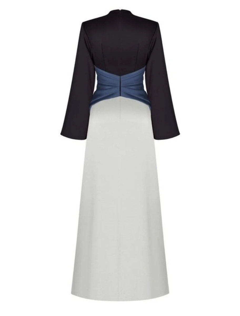 A-line Luxurious Fashion V-neck Formal Evening Dresses Long Sleeve Floor Length Prom Dresses main image 1