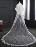 Two-tier Lace Wedding Veil Cathedral Veils with Appliques 118.11 in (300cm) Tulle