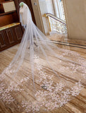 Two-tier Floral / Lace Wedding Veil Cathedral Veils with Appliques Lace / Tulle / Mantilla