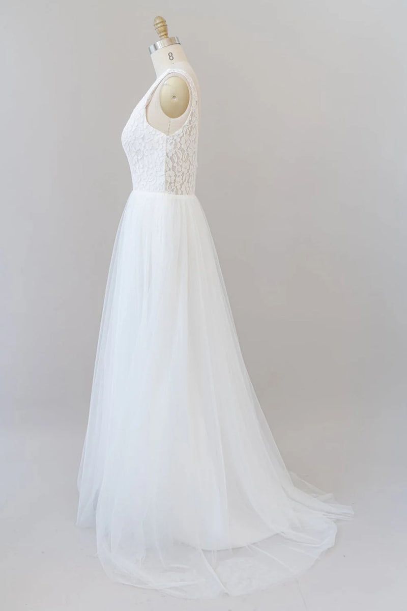 A-line Chiffon Open Back Dress With V-Neck Ocean Blue