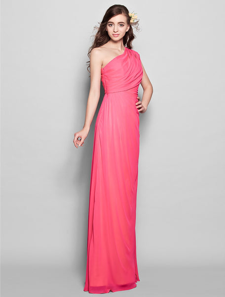 Sheath/Column Printed Floral One-shoulder Half Sleeves Ruched Wedding Guest Dress with Slit main image 0