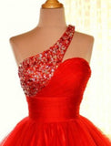 A-Line Homecoming Dresses Sparkle & Shine Dress Holiday Short / Mini Sleeveless One Shoulder Pink Dress Tulle with Sequin