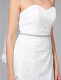 Wedding Dresses A-Line Sweetheart Sleeveless Sweep / Brush Train Lace Bridal Gowns With Sash / Ribbon Side-Draped
