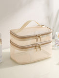 Mesh Makeup Bag Large Capacity Travel Simple Portable Wash Bag Double Layer Portable Cosmetic Storage Bag 1PC