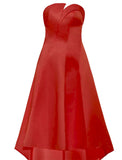 A-Line Cocktail Dresses Minimalist Dress Homecoming Wedding Guest Tea Length Sleeveless Strapless Satin with Sleek