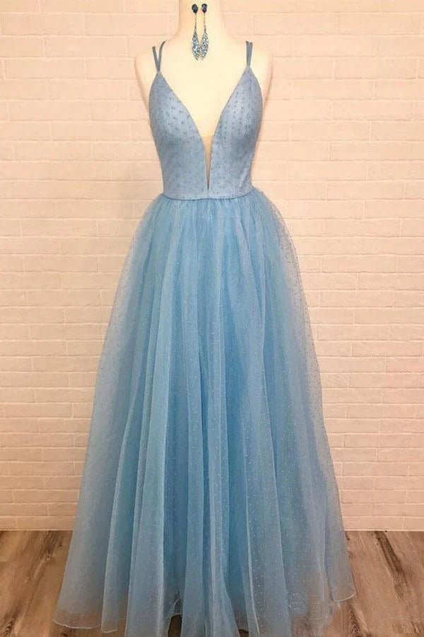 Hot Fix Deep V-Neck Sheath Mini Prom Dress - Sky Blue main image 1