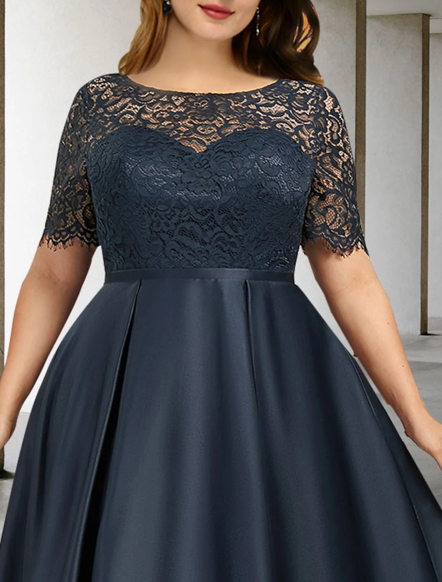 A-Line Mother of the Bride Dresses Plus Size Hide Belly Curve Elegant