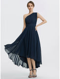 A-Line Cocktail Dresses Elegant Dress Wedding Guest Tea Length Short Sleeve Off Shoulder Convertible Chiffon with Ruched