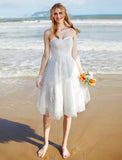 Hall Boho Wedding Dresses A-Line Sweetheart Strapless Knee Length Lace Bridal Gowns With Lace