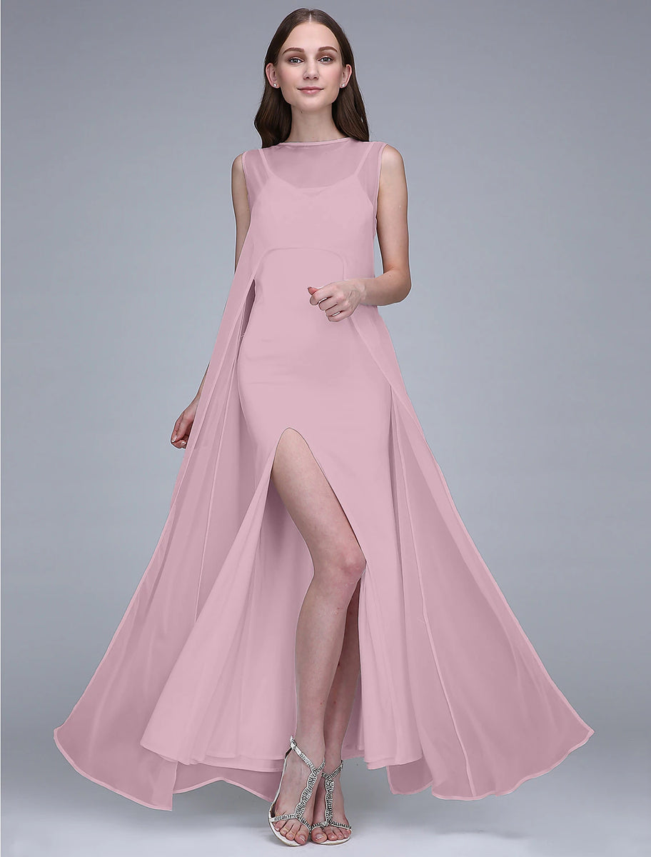 Knee-length Bateau Neck 3/4 Sleeves Sheath Dress Burgundy main image 1