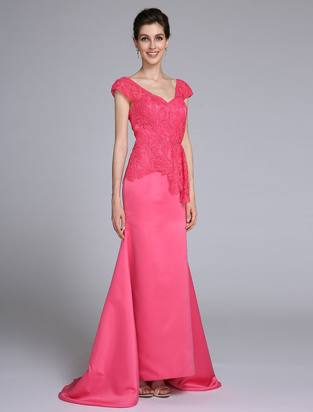 Mermaid / Trumpet Mother of the Bride Dress Elegant V Neck Sweep / Bru ...