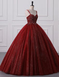 Ball Gown Prom Dresses Princess Dress Graduation Quinceanera Floor Length Sleeveless Spaghetti Strap Lace with Beading Appliques